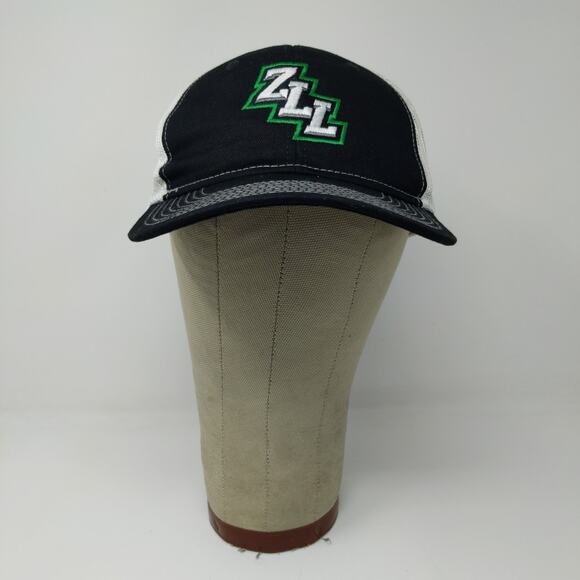 Port Authority Snapback Meshback Hat Embroidered ZLL Black White - Picture 2 of 12